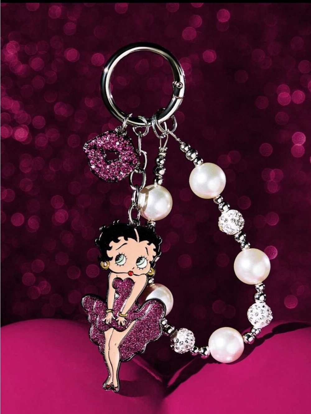 Betty Boop Glitter Bracelet Charm Keychain NEW 🏷️